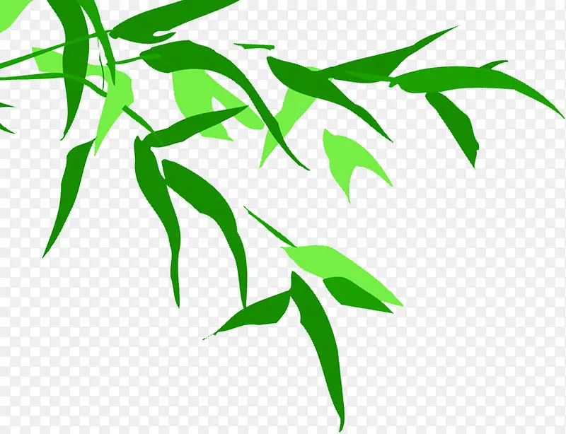 手绘绿色竹叶装饰