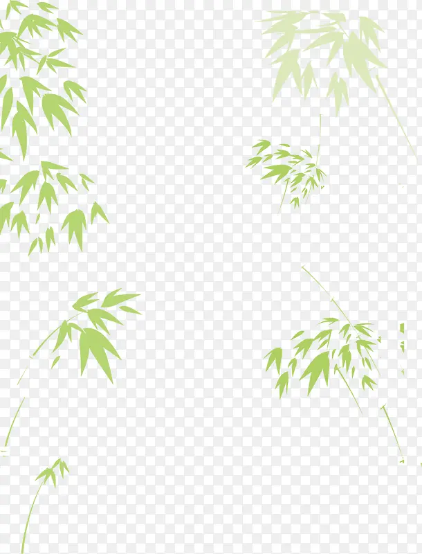 手绘绿色竹叶海报装饰