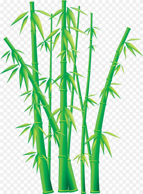 手绘古风绿色竹子