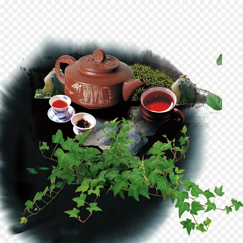 中国风古风茶文化水墨