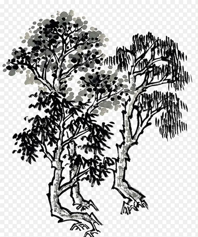 国画松树