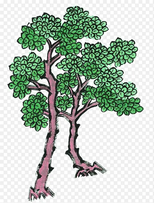写意绿色树木