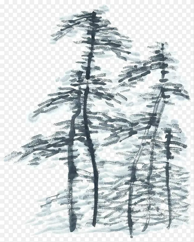 手绘写意树木