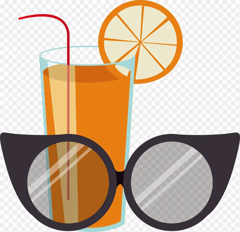 矢量橙汁与眼镜