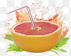 柚子汁果汁卡通手绘