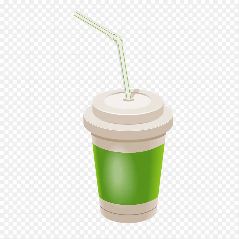 绿色质感卡通饮料杯