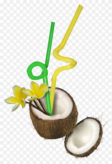 插着吸管的椰子