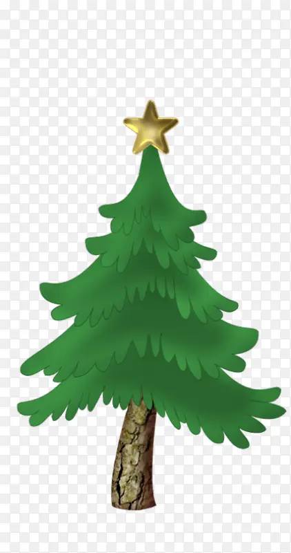 卡通绿色圣诞松树装饰