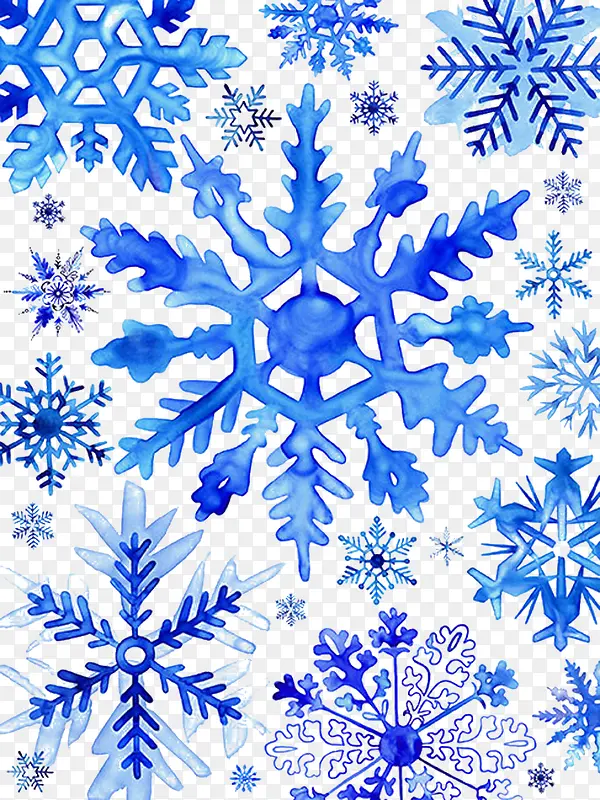 手绘蓝色雪花