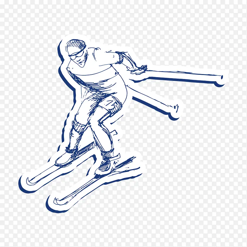 手绘卡通滑雪人物