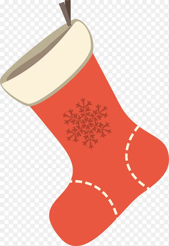 红色冬季雪花圣诞袜