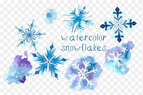 蓝色水彩雪花