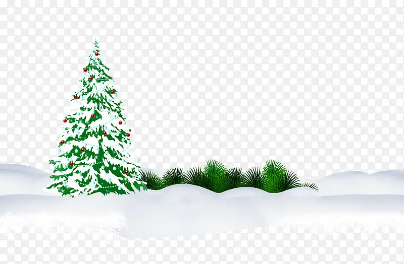 手绘圣诞树雪花装饰