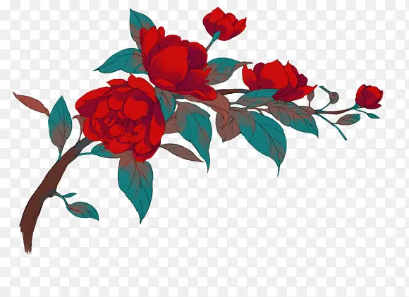 彩绘红色玫瑰花装饰