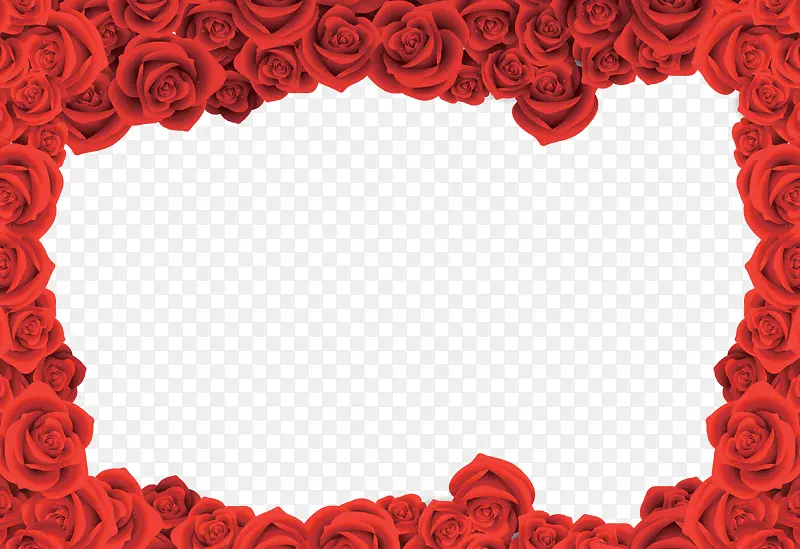 红色玫瑰花边框装饰