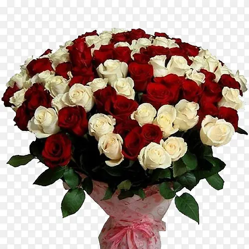 红色白色玫瑰花束
