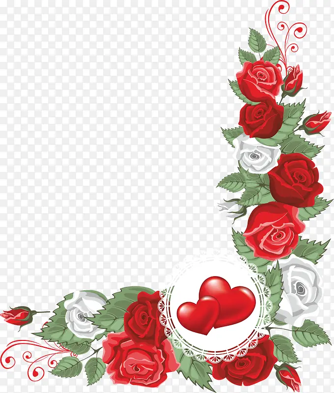 红色高清玫瑰边框花朵