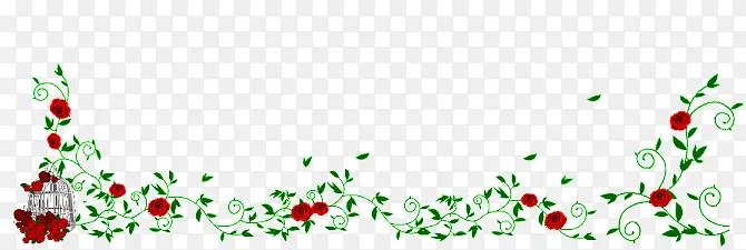 绿色藤蔓红玫瑰边框海报背景