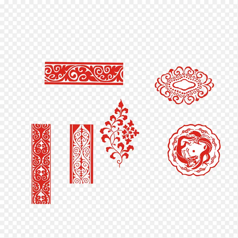 六只高贵的红色中式花纹PNG图片素材下载_图片编号10244748-PNG素材网