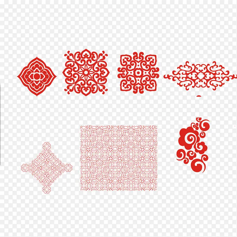 七只红色中式花纹PNG图片素材下载_图片编号10244755-PNG素材网