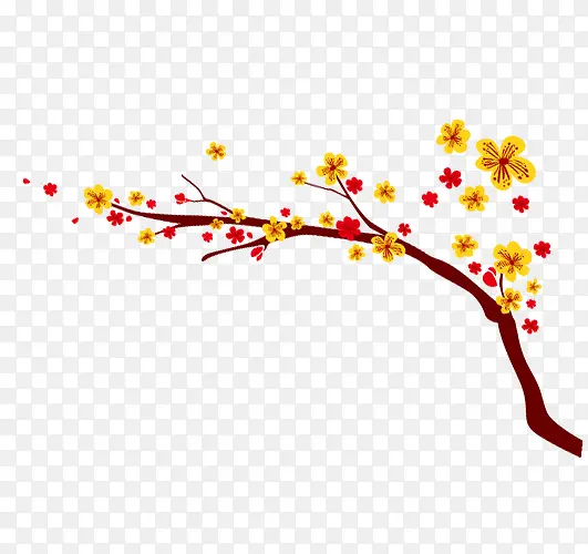 小花朵树枝装饰图案