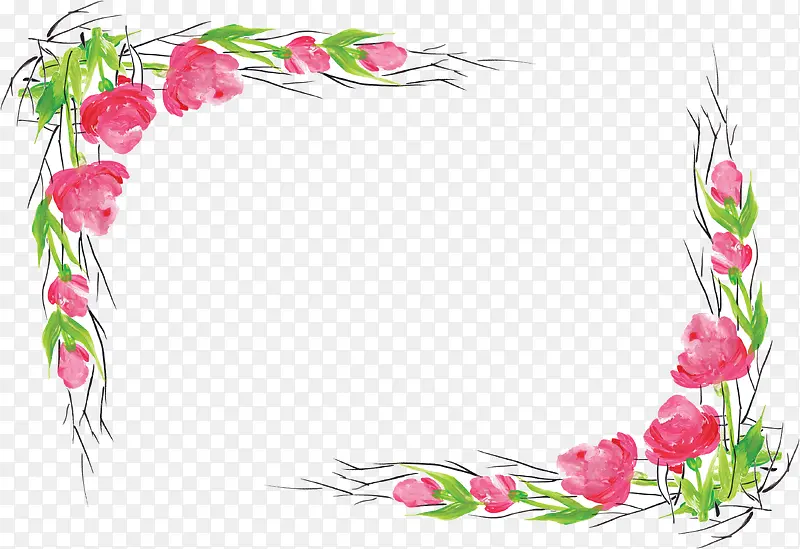 粉红色花藤装饰框