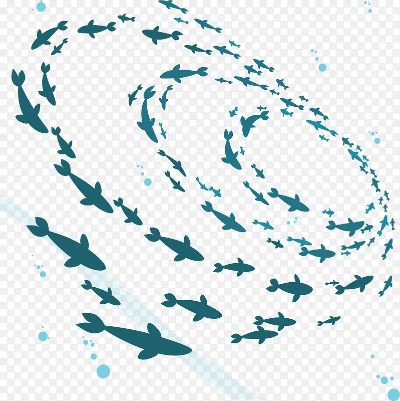 漩涡状海洋中鱼群
