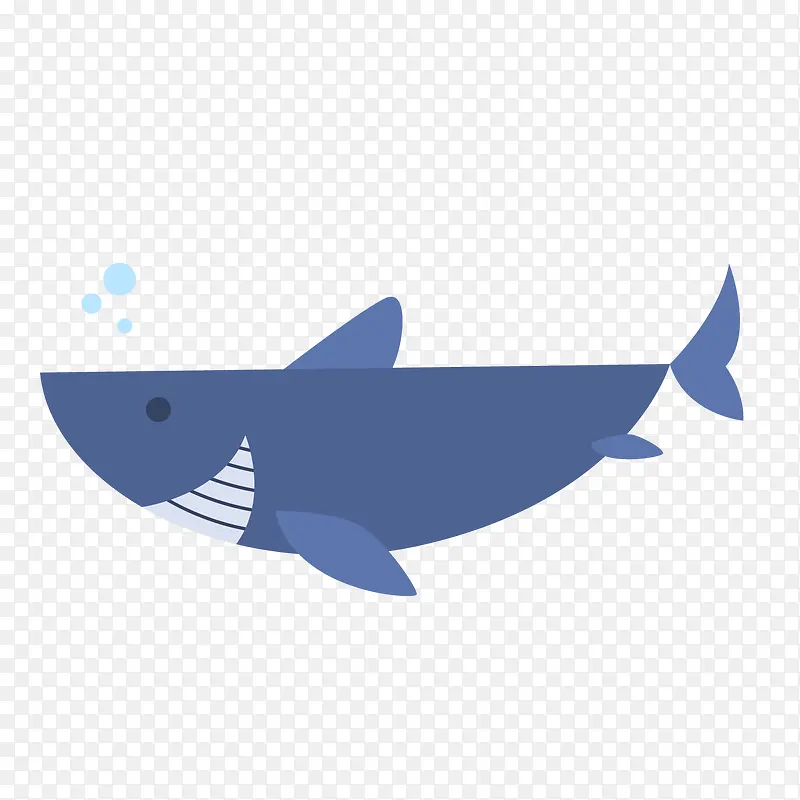 蓝色卡通鲨鱼矢量图