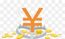 黄色手绘金币装饰标签