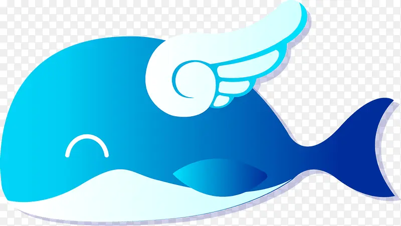 蓝色卡通可爱鲸鱼翅膀