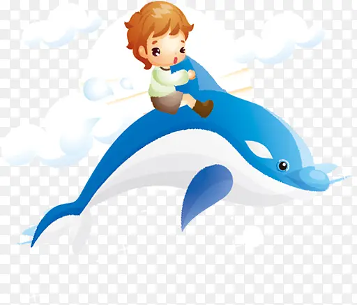 蓝色鲸鱼儿童遨游