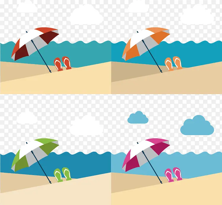矢量沙滩上的遮阳伞