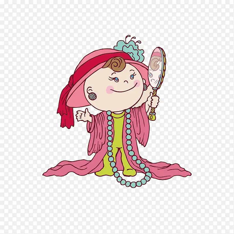 卡通照镜子女人