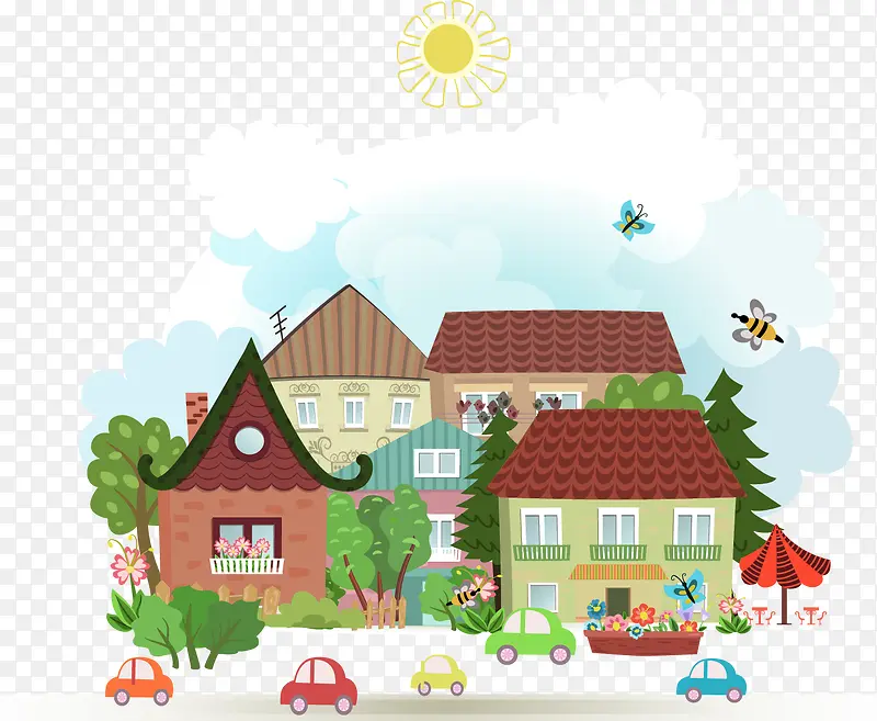 城市卡通建筑小屋PNG图片素材下载_图片编号10259843-PNG素材网