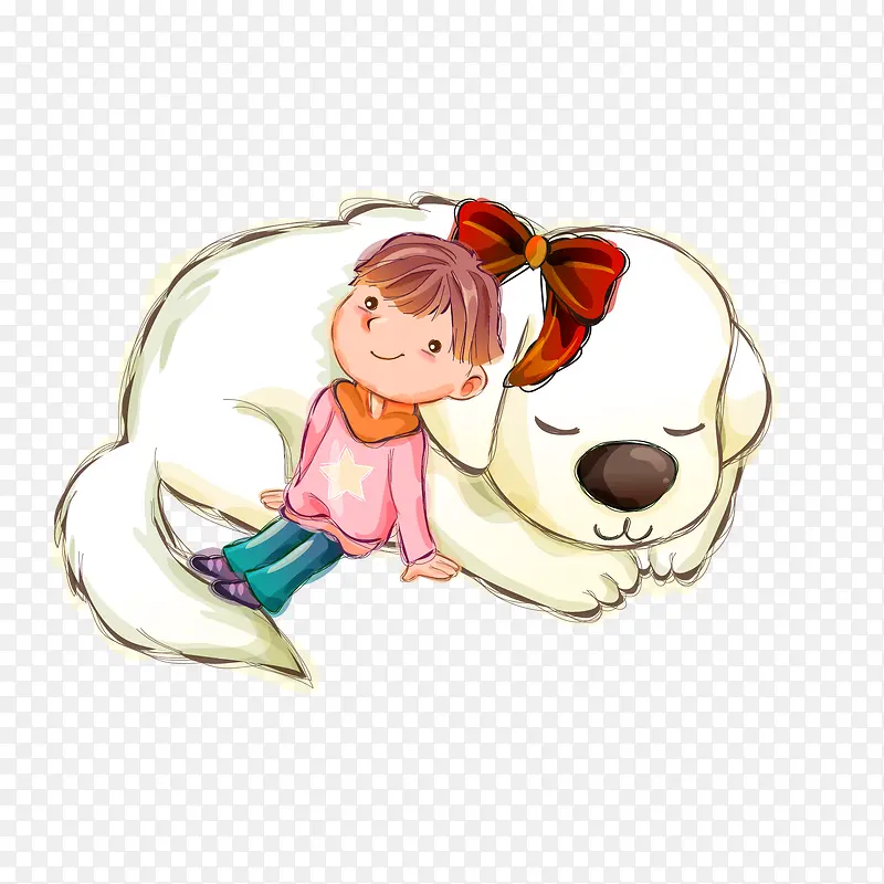 手绘可爱卡通女孩