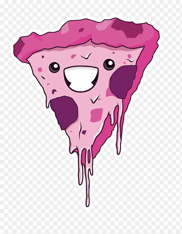 矢量卡通粉色披萨