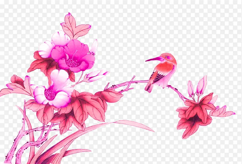手绘粉色花朵海报