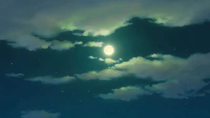 绿色天空白云星光