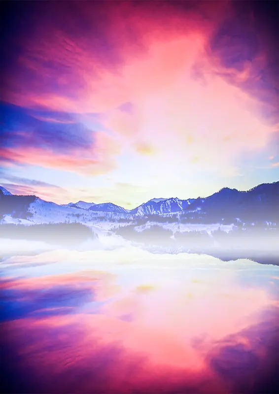 粉紫色梦幻天空风景