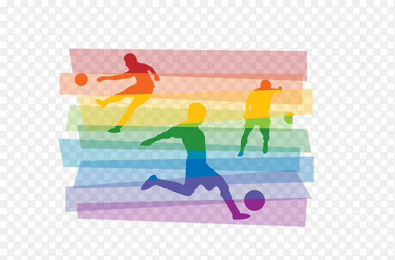 矢量彩虹色足球运动