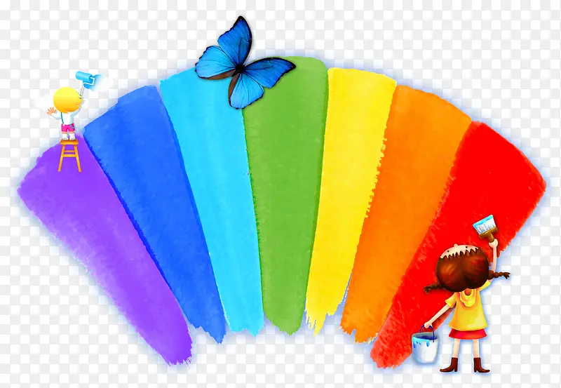 手绘水彩彩虹七色创意装饰背景