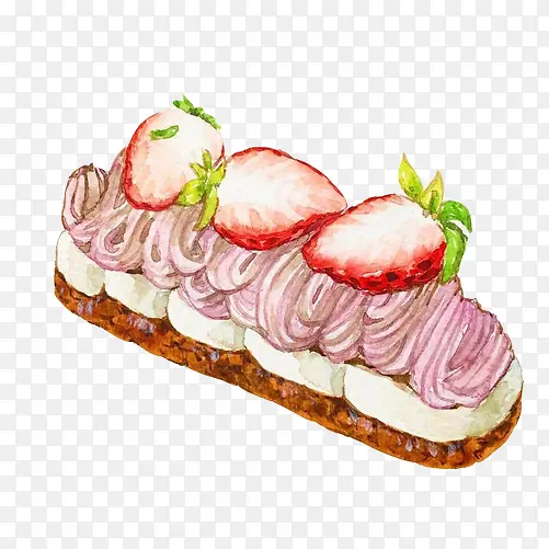 草莓长面包手绘画素材图片