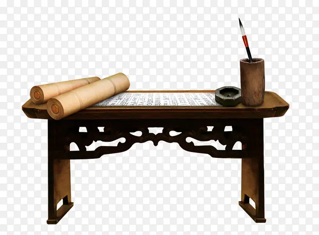 棕色复古木头书桌