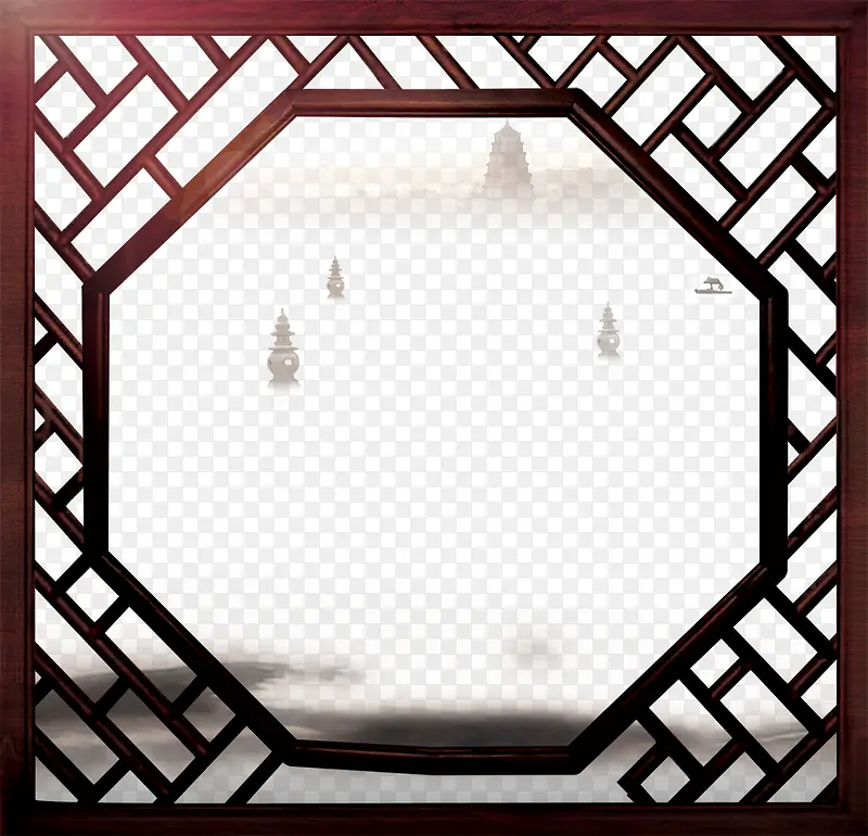 棕色复古窗户花纹