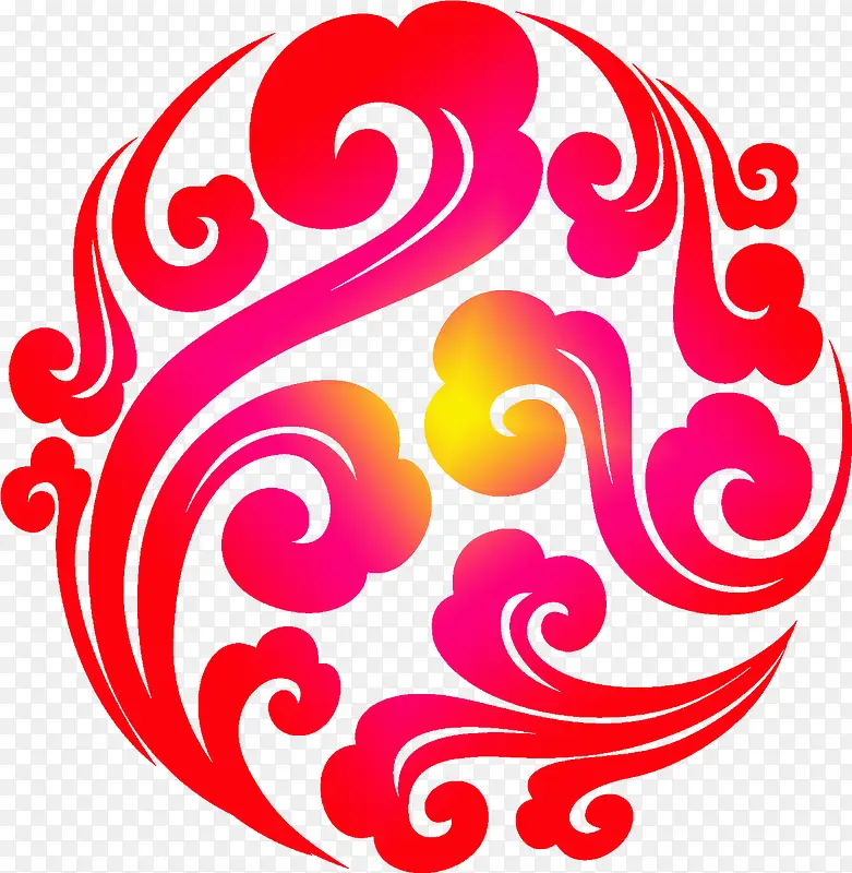 矢量国风红色渐变云纹