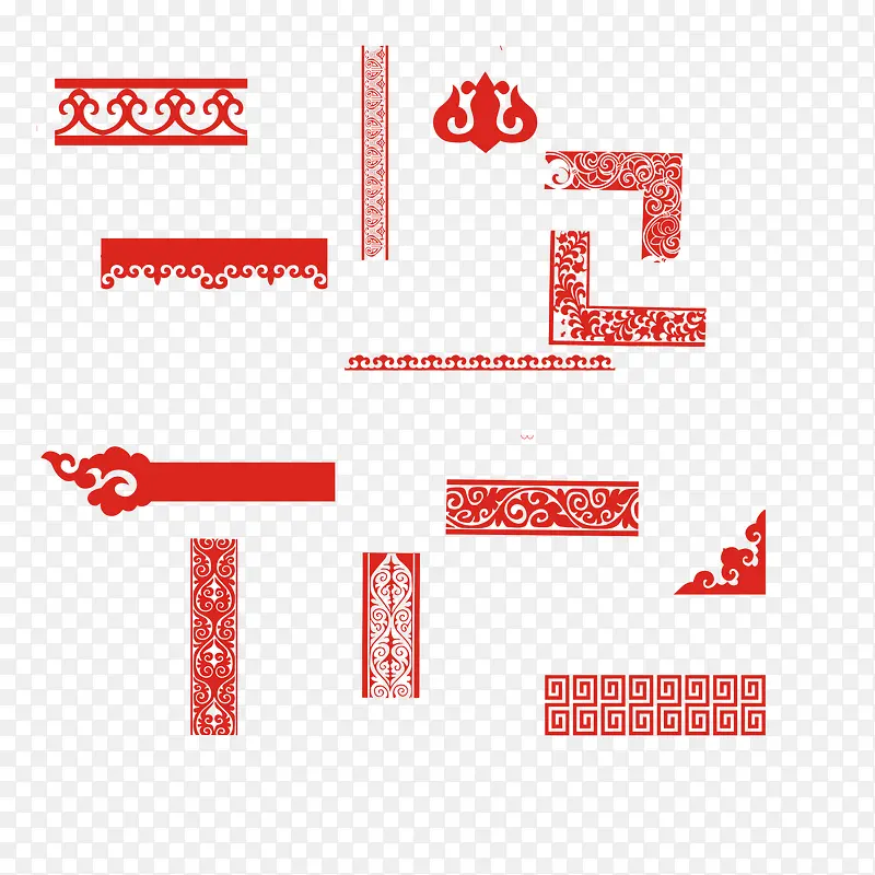 中国风传统红色建筑元素大集合