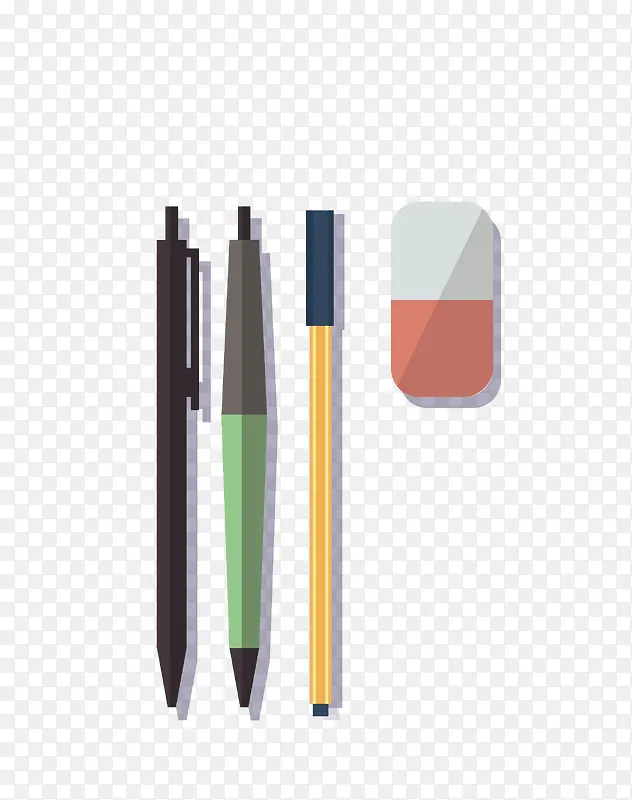 矢量彩色文具笔与橡皮