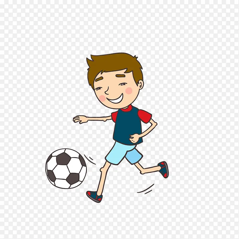 踢足球的卡通运动男孩