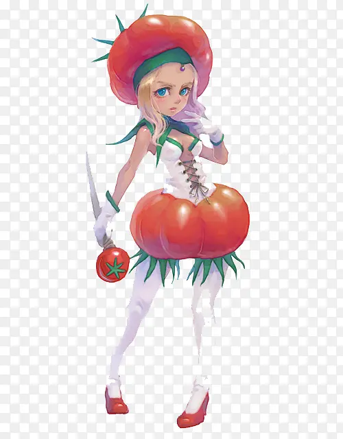 红色番茄少女