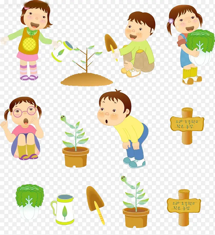 植树节孩子植树图